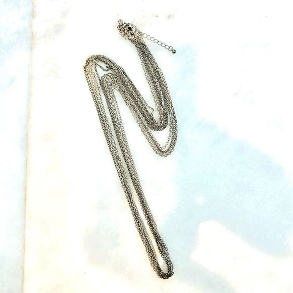 Zara Silver-tone Multi-stand Lobster Clasp Adjustable Link Chain Layered Necklac - Picture 4 of 5